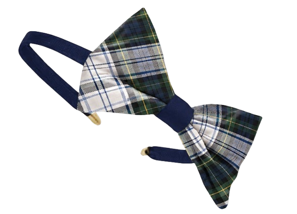 JMS - Navy Headband with Plaid Bow