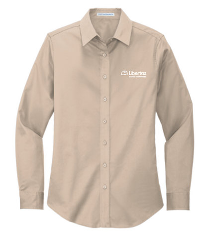 Libertas Staff - White Logo - Women's Long Sleeve Easy Care Shirt