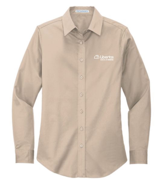 Libertas Staff - White Logo - Women's Long Sleeve Easy Care Shirt