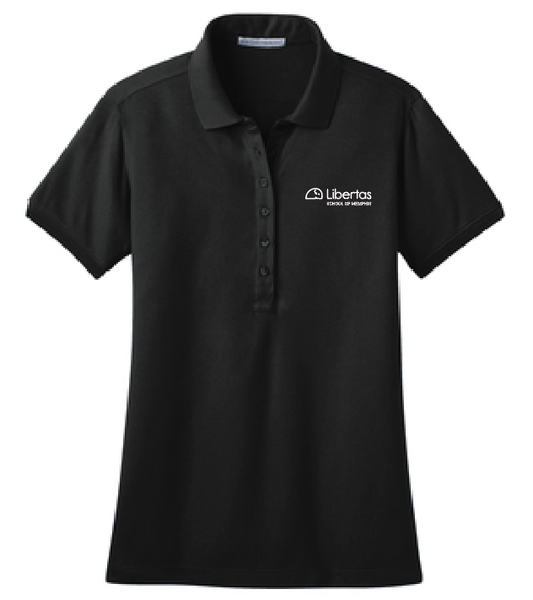 Libertas Staff - White Logo - Women's Stretch Pique Polo