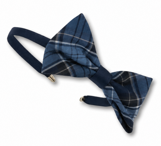 Telos - Navy Headband with Plaid Bow