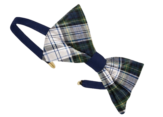 JMS - Navy Headband with Plaid Bow